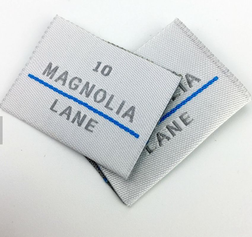 Private Brand Name Logo Neck Damask Endfold Woven Fabric Labels for Custom T - shirt